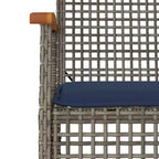 vidaXL Patio Chairs with Cushions Outdoor 4 Pcs Gray Poly Rattan Acacia Wood