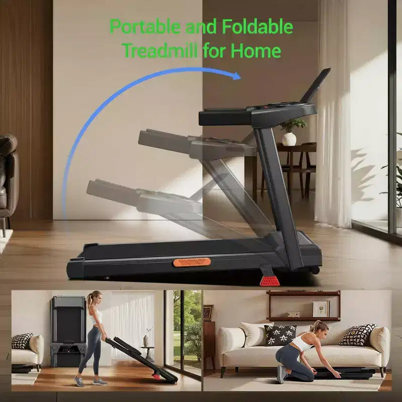 Tapis Roulant Inclinato al 15% con Maniglia, Tapis Roulant Portatile 3-in-1 per Casa e Ufficio, Tapis Roulant Pieghevole con Capacità di Peso di 100 kg