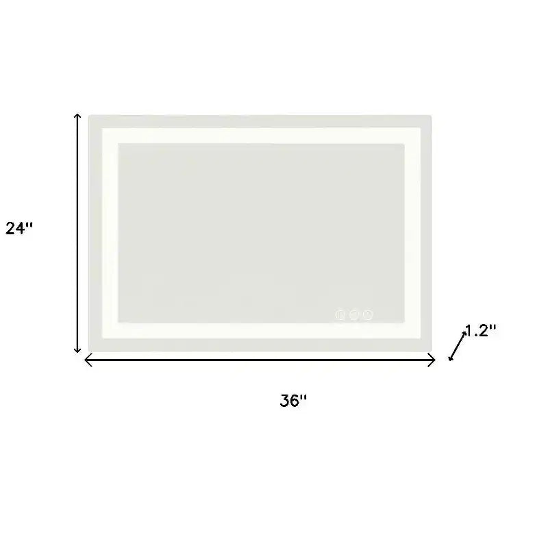 HomeRoots 24 Clear Lighted Frameless Bathroom Vanity Mirror