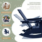 WestinTrends Ashore Set da 3 Pezzi di Sedia a Dondolo Moderna per Bambini con Portabicchieri e Tavolino Laterale Quadrato