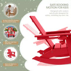 WestinTrends Ashore Set da 3 Pezzi di Sedia a Dondolo Moderna per Bambini con Portabicchieri e Tavolino Laterale Quadrato