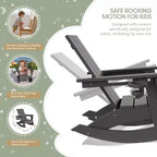 WestinTrends Ashore Set da 3 Pezzi di Sedia a Dondolo Moderna per Bambini con Portabicchieri e Tavolino Laterale Quadrato