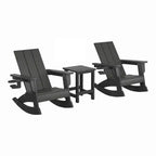 WestinTrends Ashore 3-Piece Kids Modern Rocking Chair With Cup Holder and Square Side Table Set