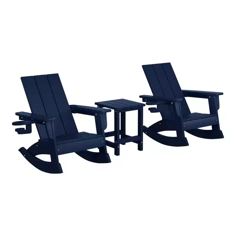 WestinTrends Ashore Set da 3 Pezzi di Sedia a Dondolo Moderna per Bambini con Portabicchieri e Tavolino Laterale Quadrato