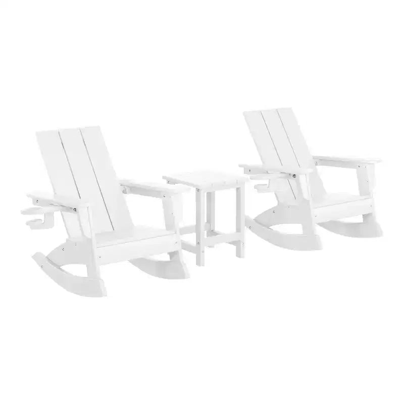 WestinTrends Ashore Set da 3 Pezzi di Sedia a Dondolo Moderna per Bambini con Portabicchieri e Tavolino Laterale Quadrato