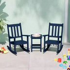 WestinTrends 3-Piece Kids Outdoor Rocking Chairs Set With Kids Square Side Table