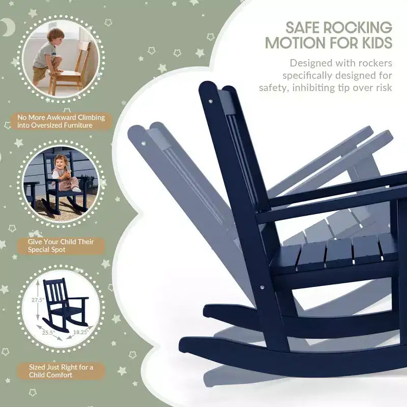 WestinTrends 3-Piece Kids Outdoor Rocking Chairs Set With Kids Square Side Table