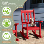 WestinTrends 3-Piece Kids Outdoor Rocking Chairs Set With Kids Square Side Table