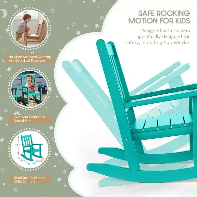WestinTrends 3-Piece Kids Outdoor Rocking Chairs Set With Kids Square Side Table