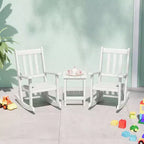WestinTrends 3-Piece Kids Outdoor Rocking Chairs Set With Kids Square Side Table