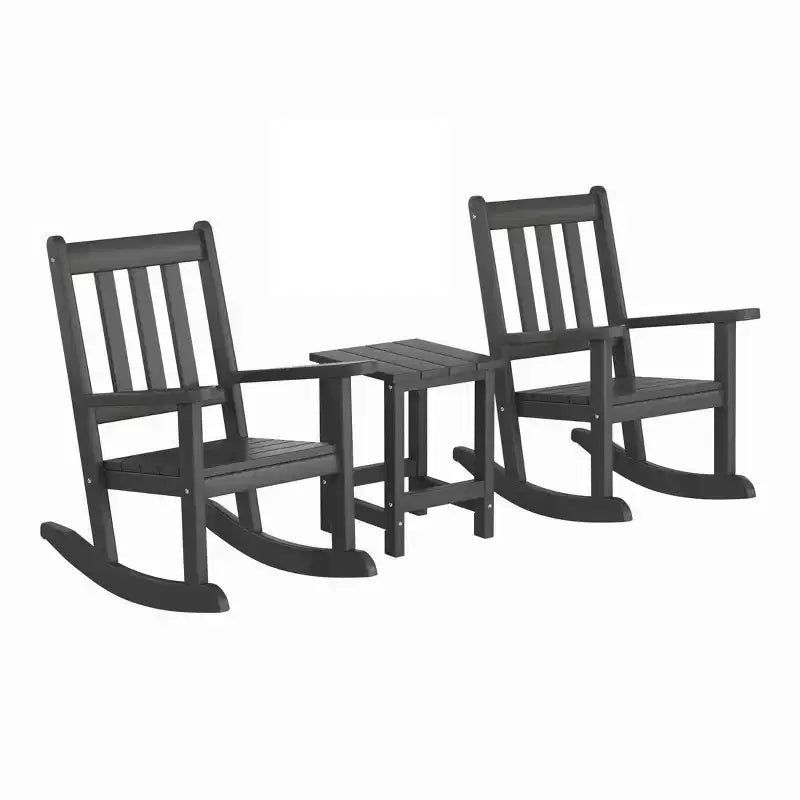 WestinTrends 3-Piece Kids Outdoor Rocking Chairs Set With Kids Square Side Table