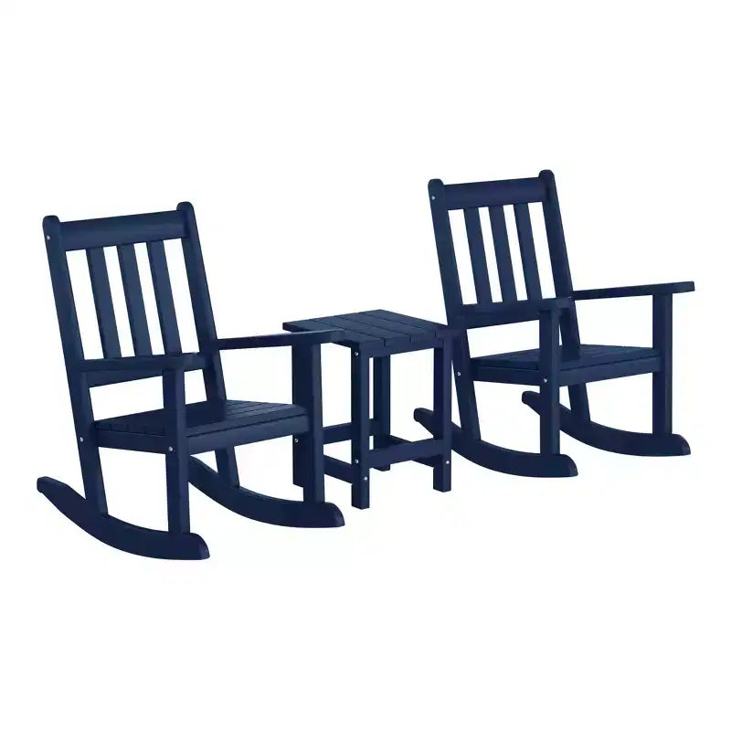 Set di 3 sedie a dondolo da esterno per bambini WestinTrends con tavolino quadrato per bambini
