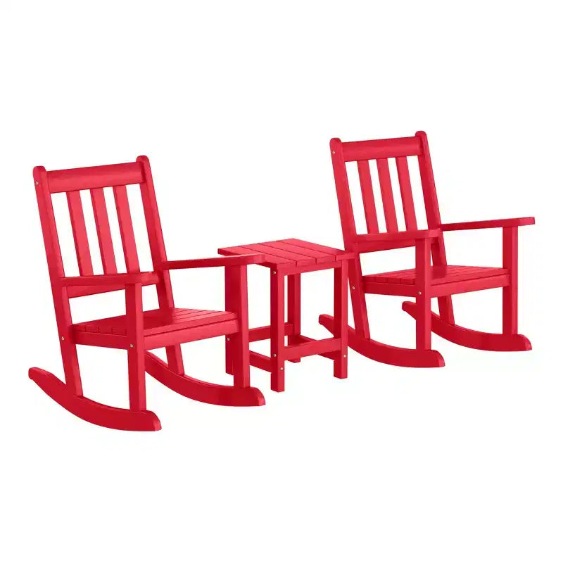 Set di 3 sedie a dondolo da esterno per bambini WestinTrends con tavolino quadrato per bambini