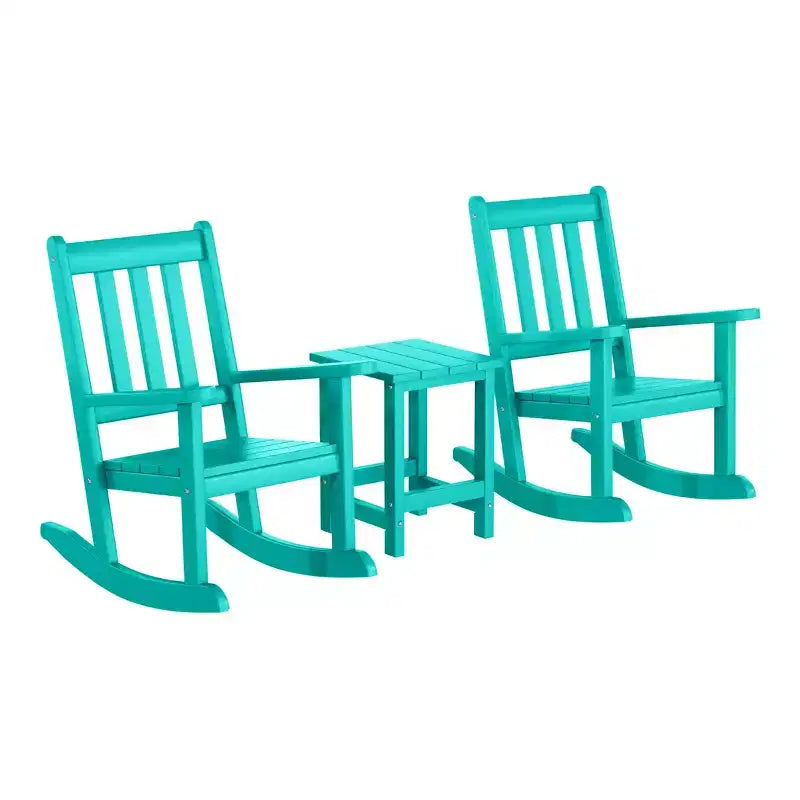 Set di 3 sedie a dondolo da esterno per bambini WestinTrends con tavolino quadrato per bambini