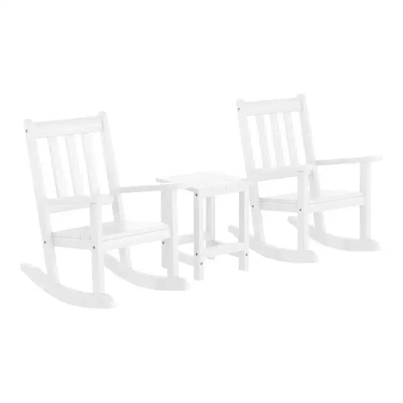 Set di 3 sedie a dondolo da esterno per bambini WestinTrends con tavolino quadrato per bambini