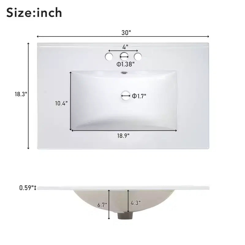 Mobile bagno con lavabo, 1 anta, 2 cassetti, vano a giorno inferiore (esclusi rubinetti e tubi di scarico)