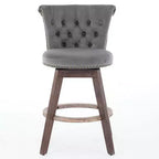 Homy Casa Set di 2 Sgabelli da Bar Girevoli Altezza Contatore con Schienale Trapuntato e Bordatura Borchiata, Sedili Imbottiti, Altezza Seduta 64 cm