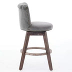 Homy Casa Set di 2 Sgabelli da Bar Girevoli Altezza Contatore con Schienale Trapuntato e Bordatura Borchiata, Sedili Imbottiti, Altezza Seduta 64 cm