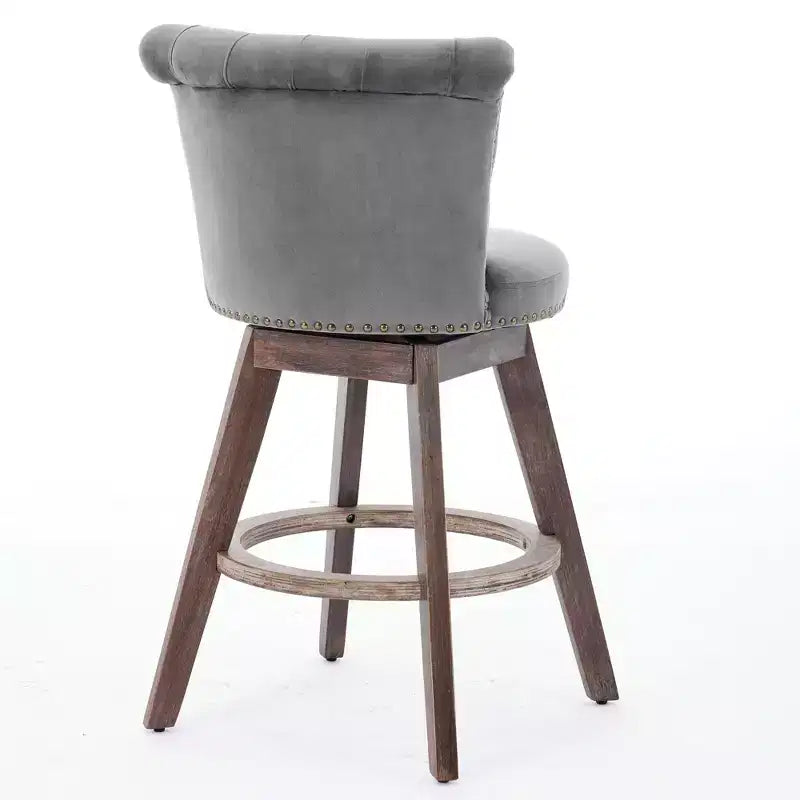 Homy Casa Set di 2 Sgabelli da Bar Girevoli Altezza Contatore con Schienale Trapuntato e Bordatura Borchiata, Sedili Imbottiti, Altezza Seduta 64 cm