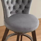 Homy Casa Set di 2 Sgabelli da Bar Girevoli Altezza Contatore con Schienale Trapuntato e Bordatura Borchiata, Sedili Imbottiti, Altezza Seduta 64 cm