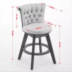 Homy Casa Set di 2 Sgabelli da Bar Girevoli Altezza Contatore con Schienale Trapuntato e Bordatura Borchiata, Sedili Imbottiti, Altezza Seduta 64 cm