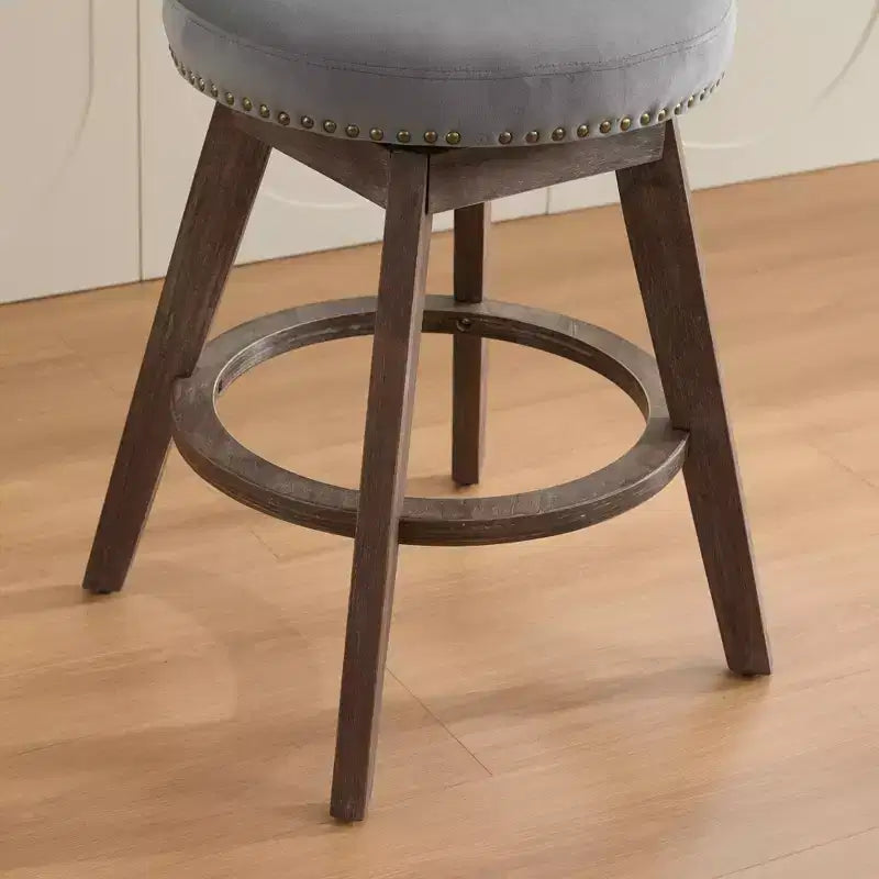 Homy Casa Set di 2 Sgabelli da Bar Girevoli Altezza Contatore con Schienale Trapuntato e Bordatura Borchiata, Sedili Imbottiti, Altezza Seduta 64 cm