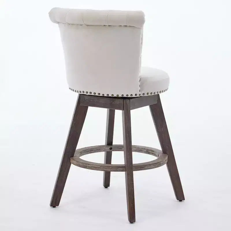 Homy Casa Set di 2 Sgabelli da Bar Girevoli Altezza Contatore con Schienale Trapuntato e Bordatura Borchiata, Sedili Imbottiti, Altezza Seduta 64 cm