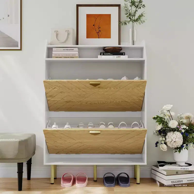 Scarpiera con organizer sottile a 2 cassetti, scarpiera autoportante, scarpiera nascosta regolabile per ingresso, design moderno per corridoio, camera da letto, armadio