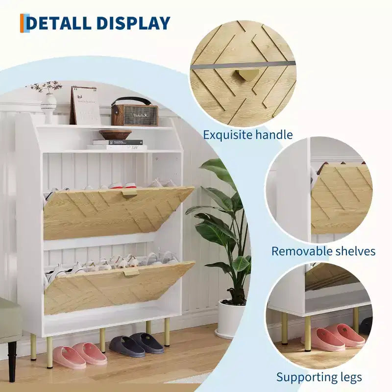 Scarpiera con organizer sottile a 2 cassetti, scarpiera autoportante, scarpiera nascosta regolabile per ingresso, design moderno per corridoio, camera da letto, armadio
