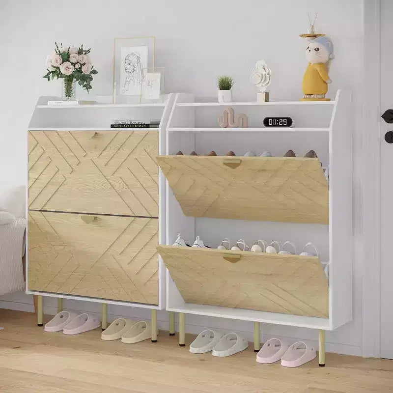 Scarpiera con organizer sottile a 2 cassetti, scarpiera autoportante, scarpiera nascosta regolabile per ingresso, design moderno per corridoio, camera da letto, armadio