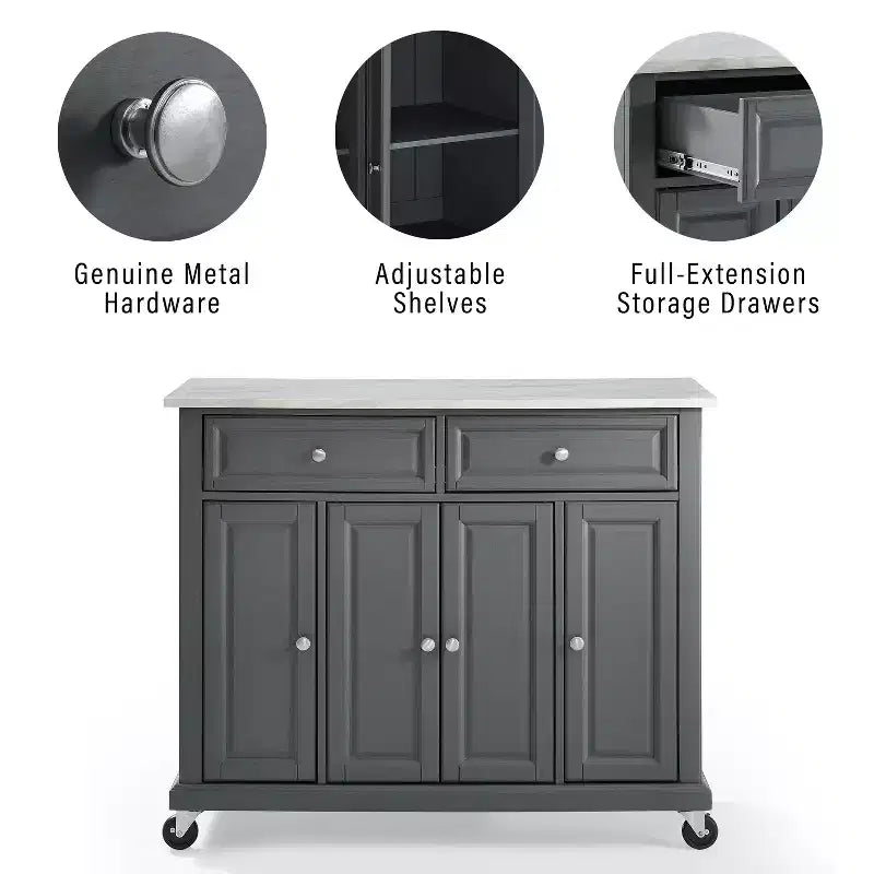 HomeStock 36 in.H Metal Kitchen Carts with 3 Doors and 3 Shelves
