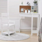Scrivania e sedia per bambini, scrivania angolare con libreria, sedia regolabile, bacheca in sughero, adatta a bambini e bambine.