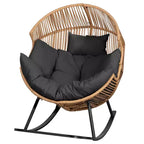 Sedia a dondolo a uovo in vimini Celebalcony, sedia a dondolo in rattan con cuscino, poltrona a dondolo reclinabile di grandi dimensioni per esterni-interni, balcone, cortile, giardino