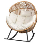 Sedia a dondolo a uovo in vimini Celebalcony, sedia a dondolo in rattan con cuscino, poltrona a dondolo reclinabile di grandi dimensioni per esterni-interni, balcone, cortile, giardino