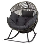 Sedia a dondolo a uovo in vimini Celebalcony, sedia a dondolo in rattan con cuscino, poltrona a dondolo reclinabile di grandi dimensioni per esterni-interni, balcone, cortile, giardino