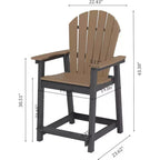 Tree City Tall Adirondack Bar Chair, Outdoor Counter-Height Chair for Patio & Deck, Heavy-Duty HDPE All-Weather Chair