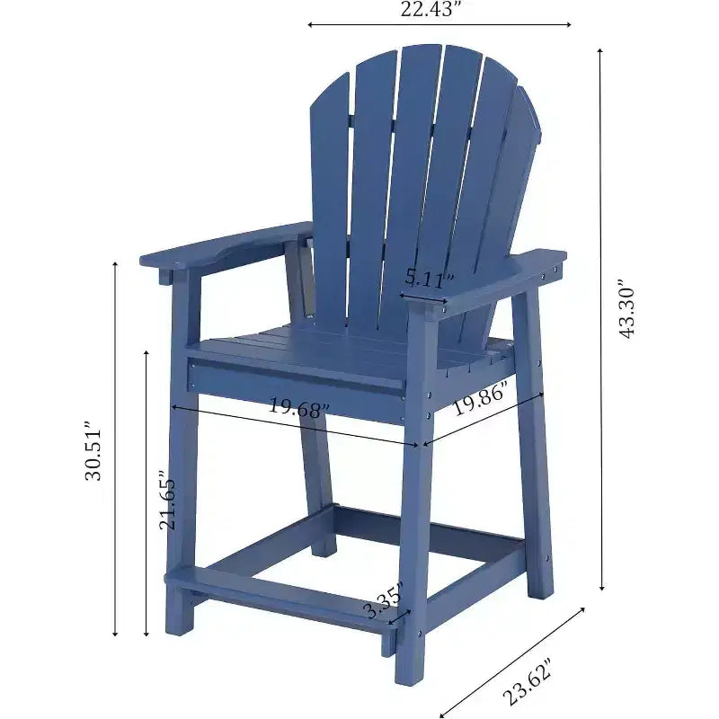 Tree City Tall Adirondack Bar Chair, Outdoor Counter-Height Chair for Patio & Deck, Heavy-Duty HDPE All-Weather Chair