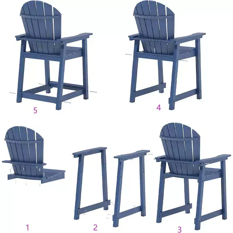 Tree City Tall Adirondack Bar Chair, Outdoor Counter-Height Chair for Patio & Deck, Heavy-Duty HDPE All-Weather Chair