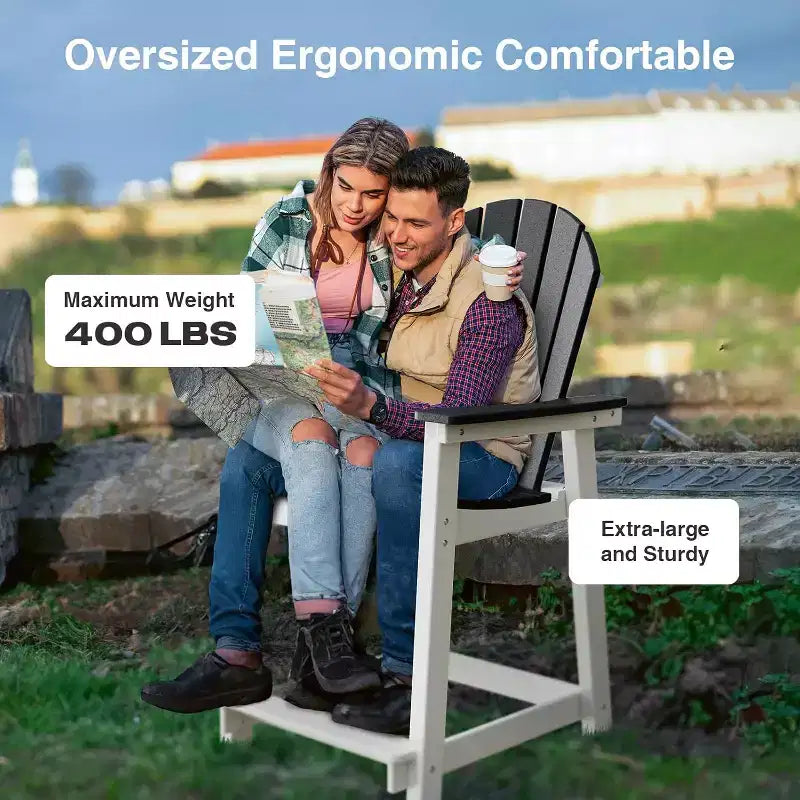 Tree City Tall Adirondack Bar Chair, Outdoor Counter-Height Chair for Patio & Deck, Heavy-Duty HDPE All-Weather Chair
