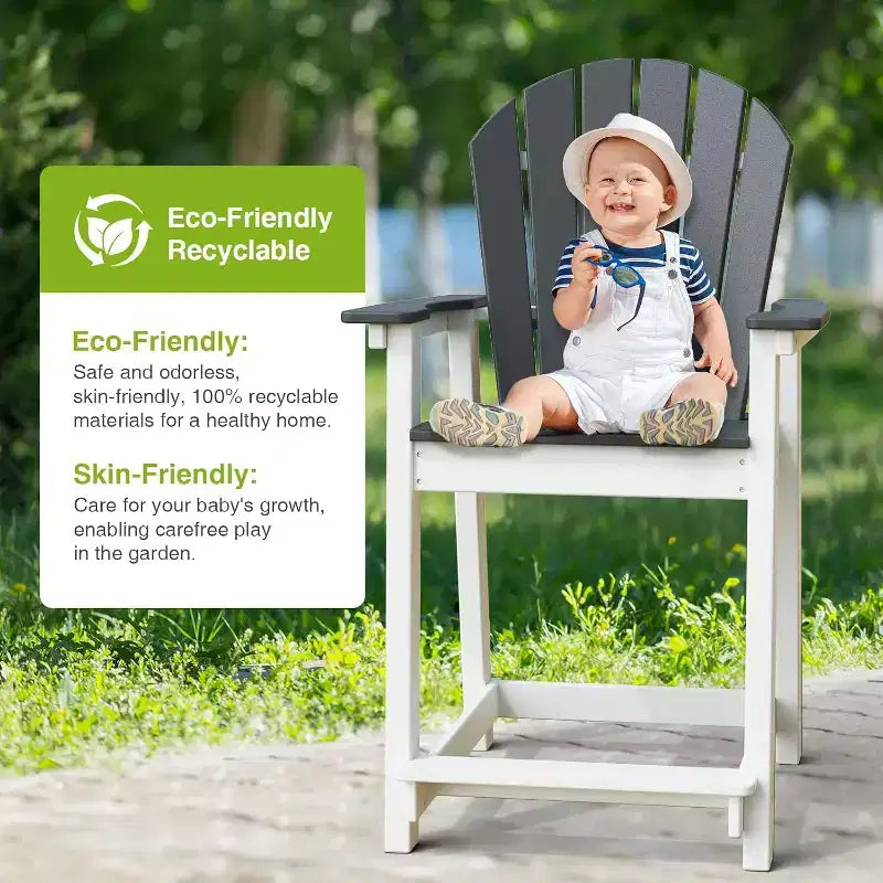 Tree City Tall Adirondack Bar Chair, Outdoor Counter-Height Chair for Patio & Deck, Heavy-Duty HDPE All-Weather Chair