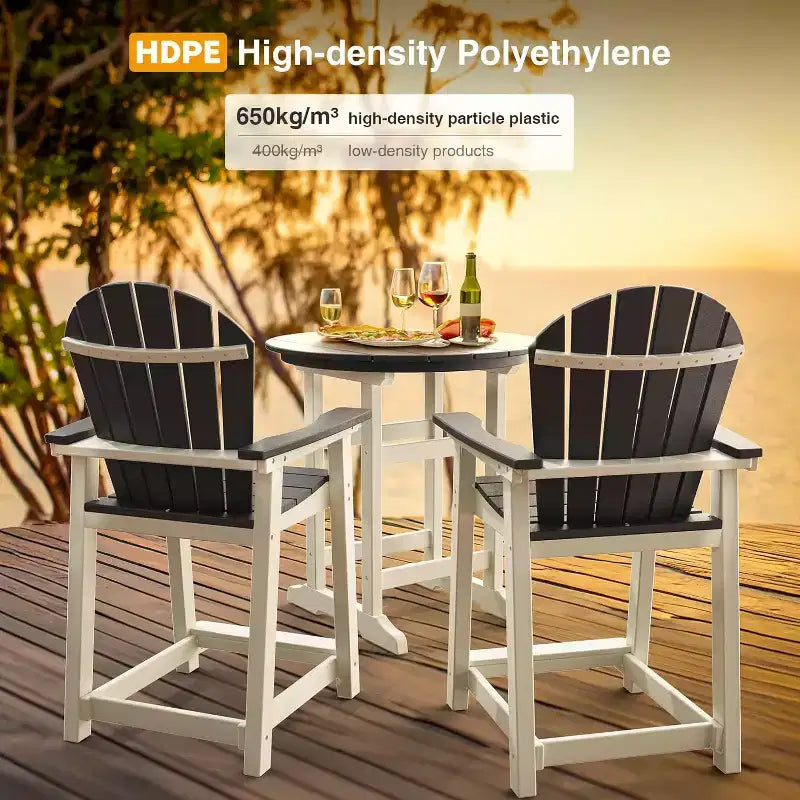 Tree City Tall Adirondack Bar Chair, Outdoor Counter-Height Chair for Patio & Deck, Heavy-Duty HDPE All-Weather Chair