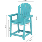 Tree City Tall Adirondack Bar Chair, Outdoor Counter-Height Chair for Patio & Deck, Heavy-Duty HDPE All-Weather Chair