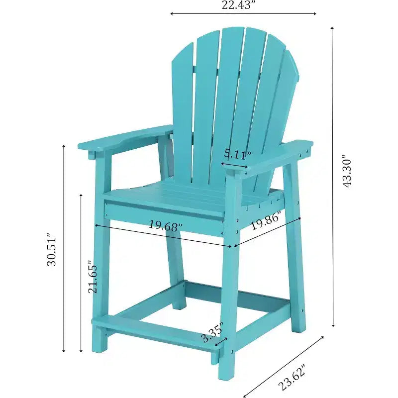Tree City Tall Adirondack Bar Chair, Outdoor Counter-Height Chair for Patio & Deck, Heavy-Duty HDPE All-Weather Chair