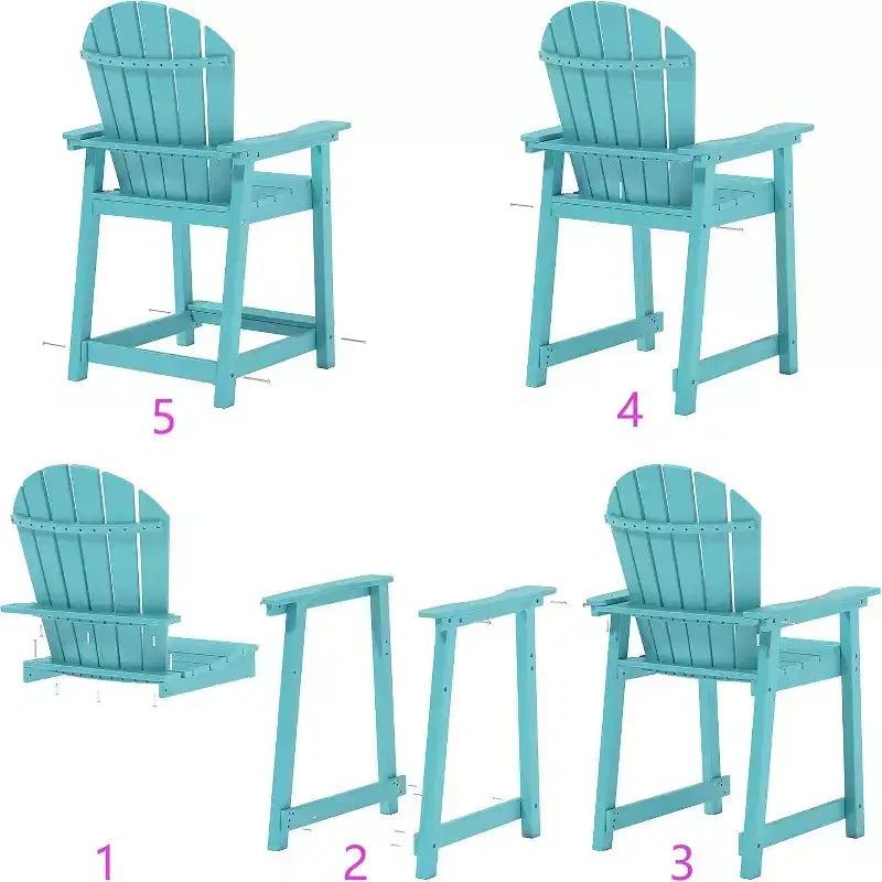 Tree City Tall Adirondack Bar Chair, Outdoor Counter-Height Chair for Patio & Deck, Heavy-Duty HDPE All-Weather Chair