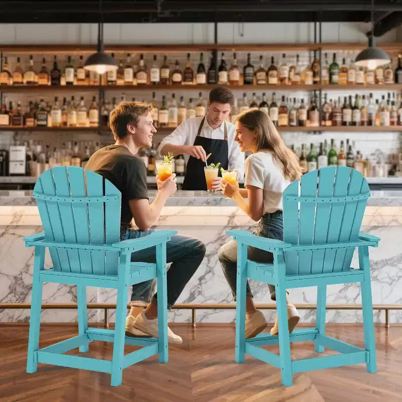 Tree City Tall Adirondack Bar Chair, Outdoor Counter-Height Chair for Patio & Deck, Heavy-Duty HDPE All-Weather Chair