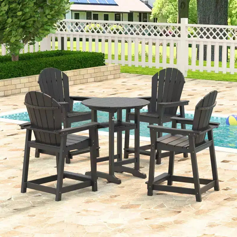 Tree City Tall Adirondack Bar Chair, Outdoor Counter-Height Chair for Patio & Deck, Heavy-Duty HDPE All-Weather Chair