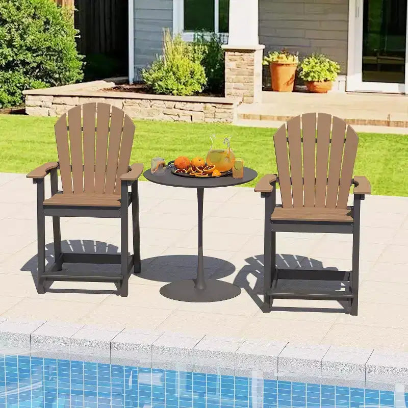 Tree City Tall Adirondack Bar Chair, Outdoor Counter-Height Chair for Patio & Deck, Heavy-Duty HDPE All-Weather Chair