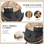 Celebalcony Wicker Egg Chair - Rattan Patio Chair with Cushion, Indoor-Outdoor Lounge Egg Basket Seat for Living Room,Bedroom,Patio,Backyard