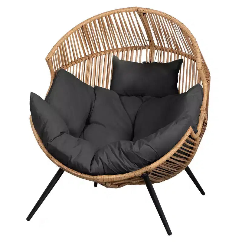 Celebalcony Wicker Egg Chair - Rattan Patio Chair with Cushion, Indoor-Outdoor Lounge Egg Basket Seat for Living Room,Bedroom,Patio,Backyard