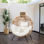 Celebalcony Wicker Egg Chair - Rattan Patio Chair with Cushion, Indoor-Outdoor Lounge Egg Basket Seat for Living Room,Bedroom,Patio,Backyard